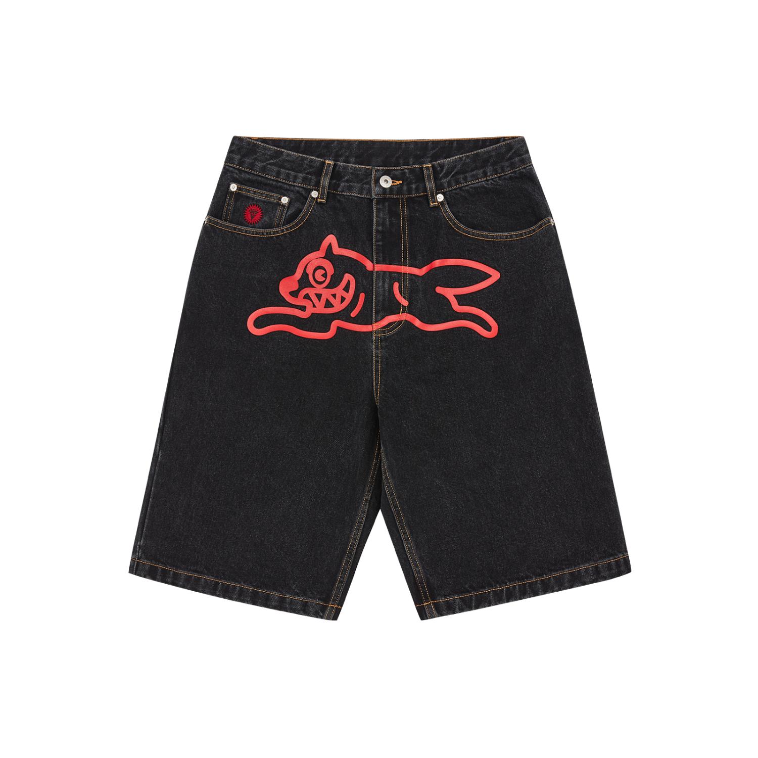 ICECREAM Running Dog Denim Shorts - Pánské - Kraťasy ICECREAM - Černé - ICD003-BLACK - Velikost: 34