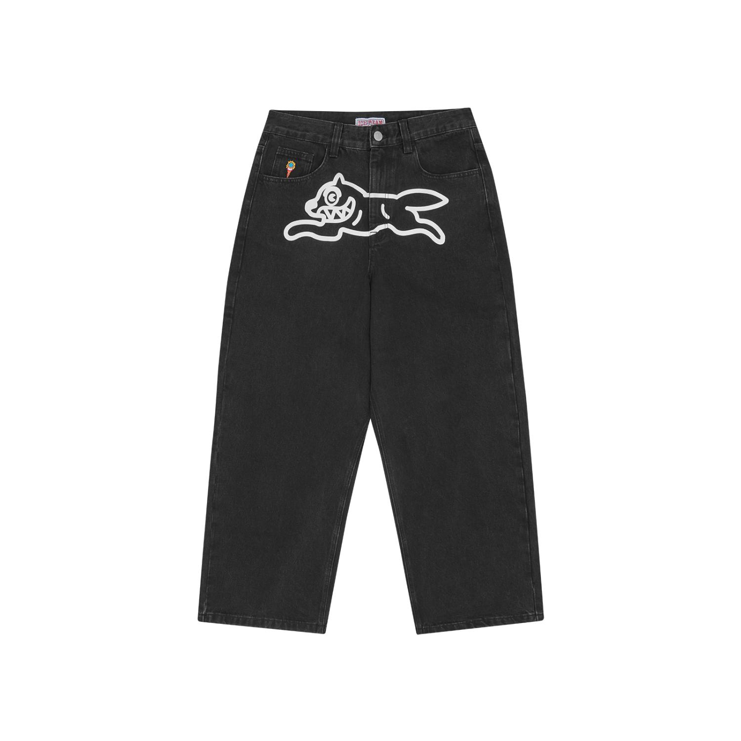 ICECREAM Running Dog Double Scoop Denim Pants Black - Pánské - Kalhoty ICECREAM - Černé - ICD25205-BLACK - Velikost: 36