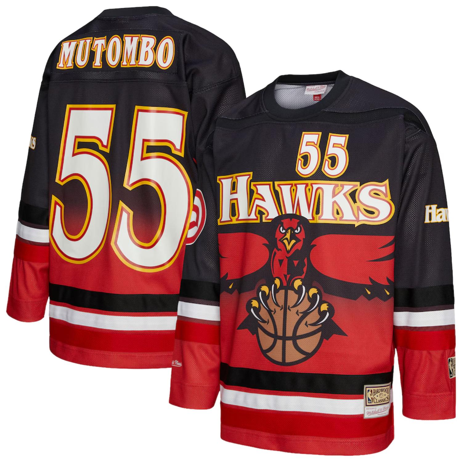 Mitchell & Ness NBA Maxxed Out Fashion Hawks Dikembe Mutombo Hockey Jersey - Pánské - Dres Mitchell & Ness - Červené - JY11282-AHARED1 - Velikost: 2XL