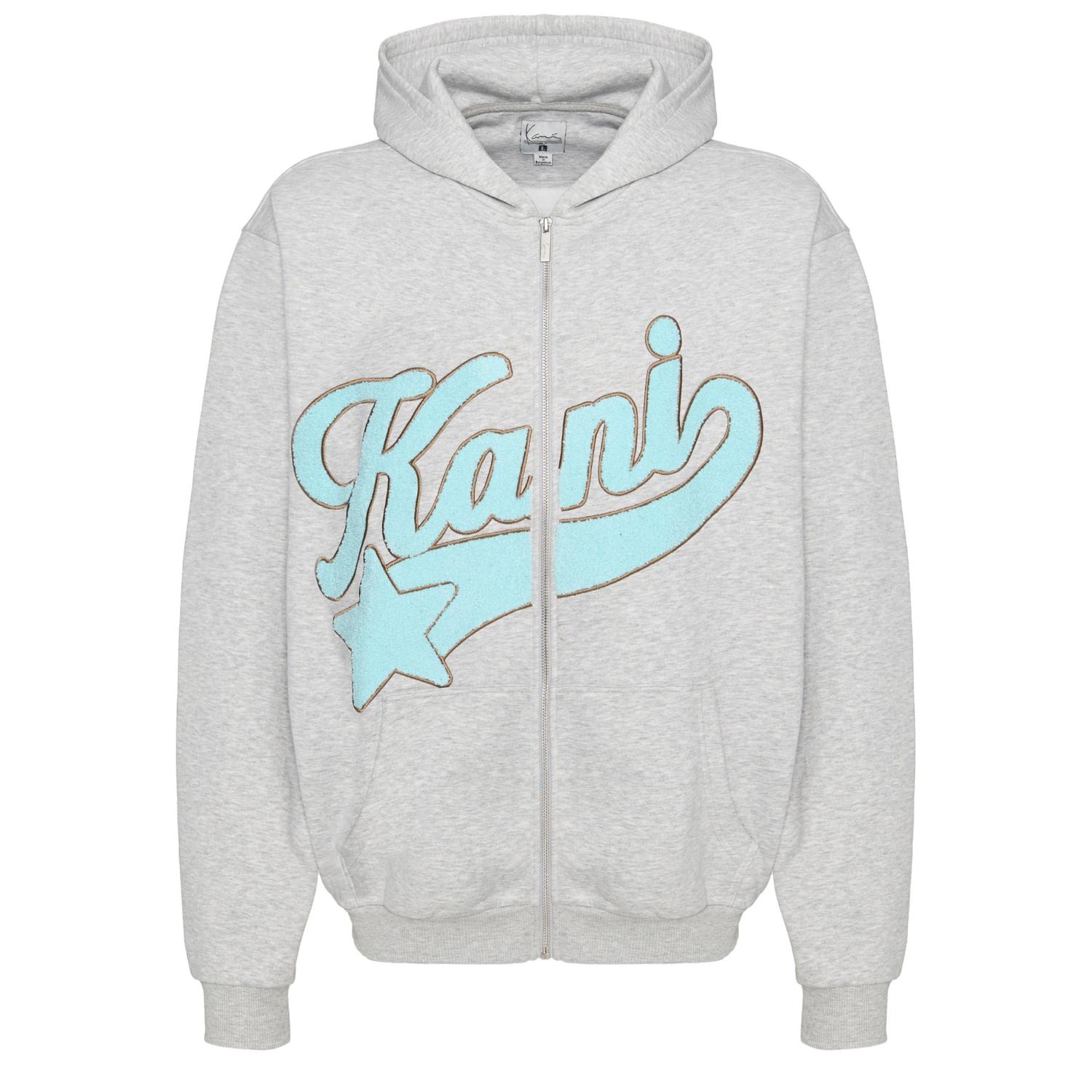 Kani Star Logo Os Full Zip Hoodie Grey Melange - Pánské - Mikina Karl Kani - Šedé - 60220064 - Velikost: 2XL