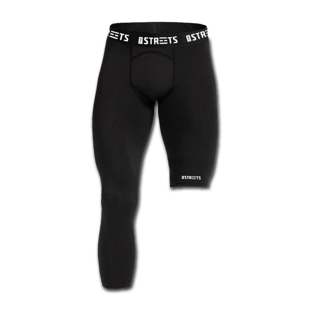 The Streets Compression Single Leg Tights Black (Right Leg) - Pánské - Kraťasy The Streets - Černé - STRTSRGHTLGBLCK