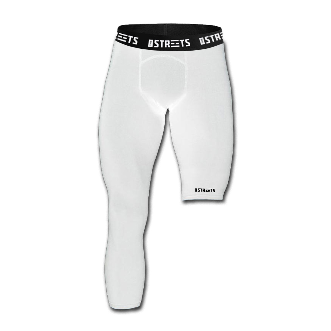 The Streets Compression Single Leg Tights White (Right Leg) - Pánské - Kraťasy The Streets - Bílé - STRTSRGHTLGWHT