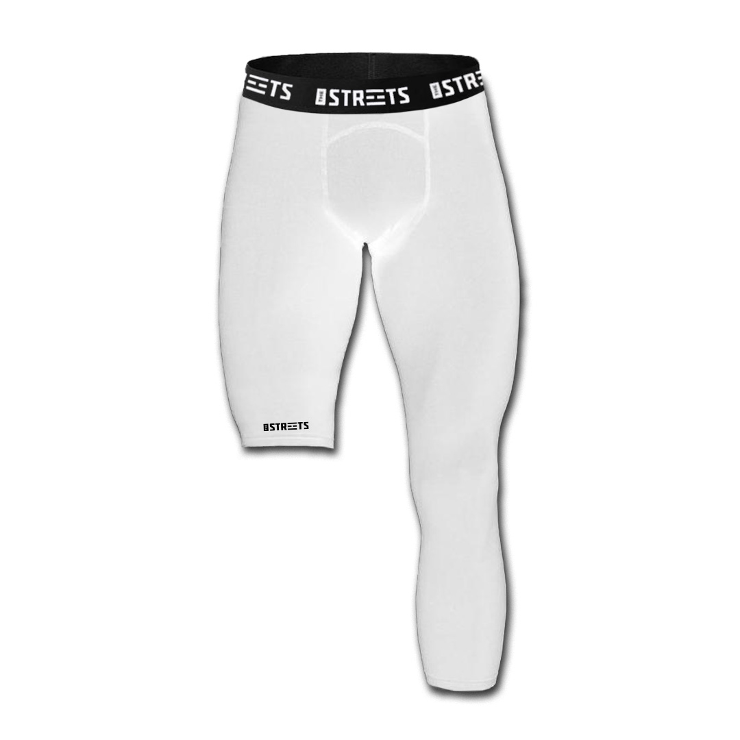 The Streets Compression Single Leg Tights White (Left Leg) - Pánské - Kraťasy The Streets - Bílé - STRTSLFTLGWHT