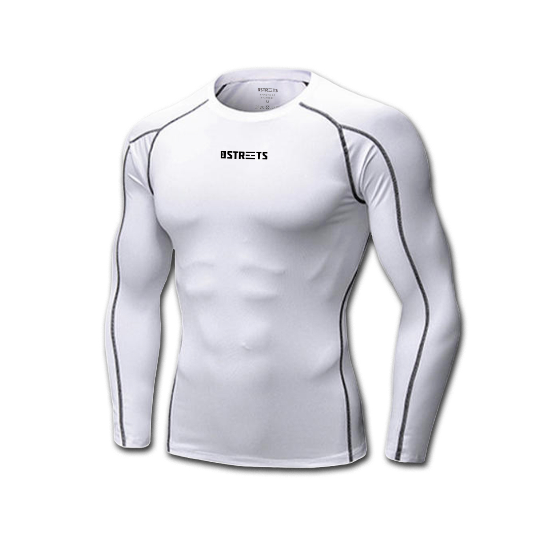 Levně The Streets Longsleeve Compression Top White - Pánské - Kompresní tričko s dlouhým rukávem The Streets - Bílé - CLONGSLEEVEWHT