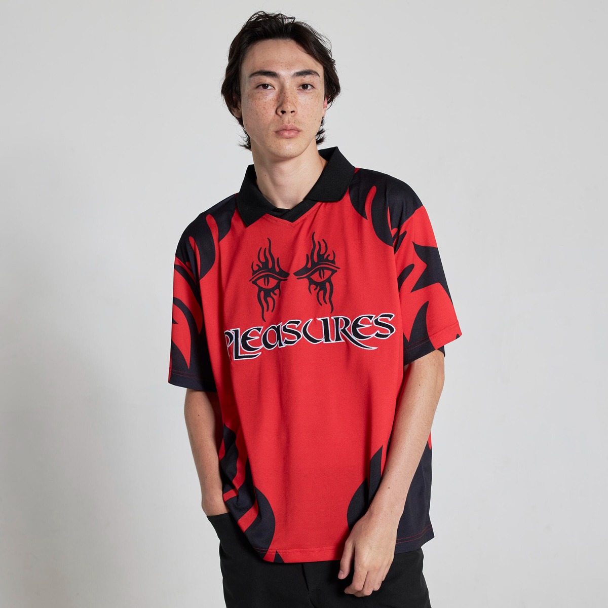 Pleasures Afterlife Soccer Jersey Red - Pánské - Dres Pleasures - Červené - P24SU013-RED - Velikost: 2XL