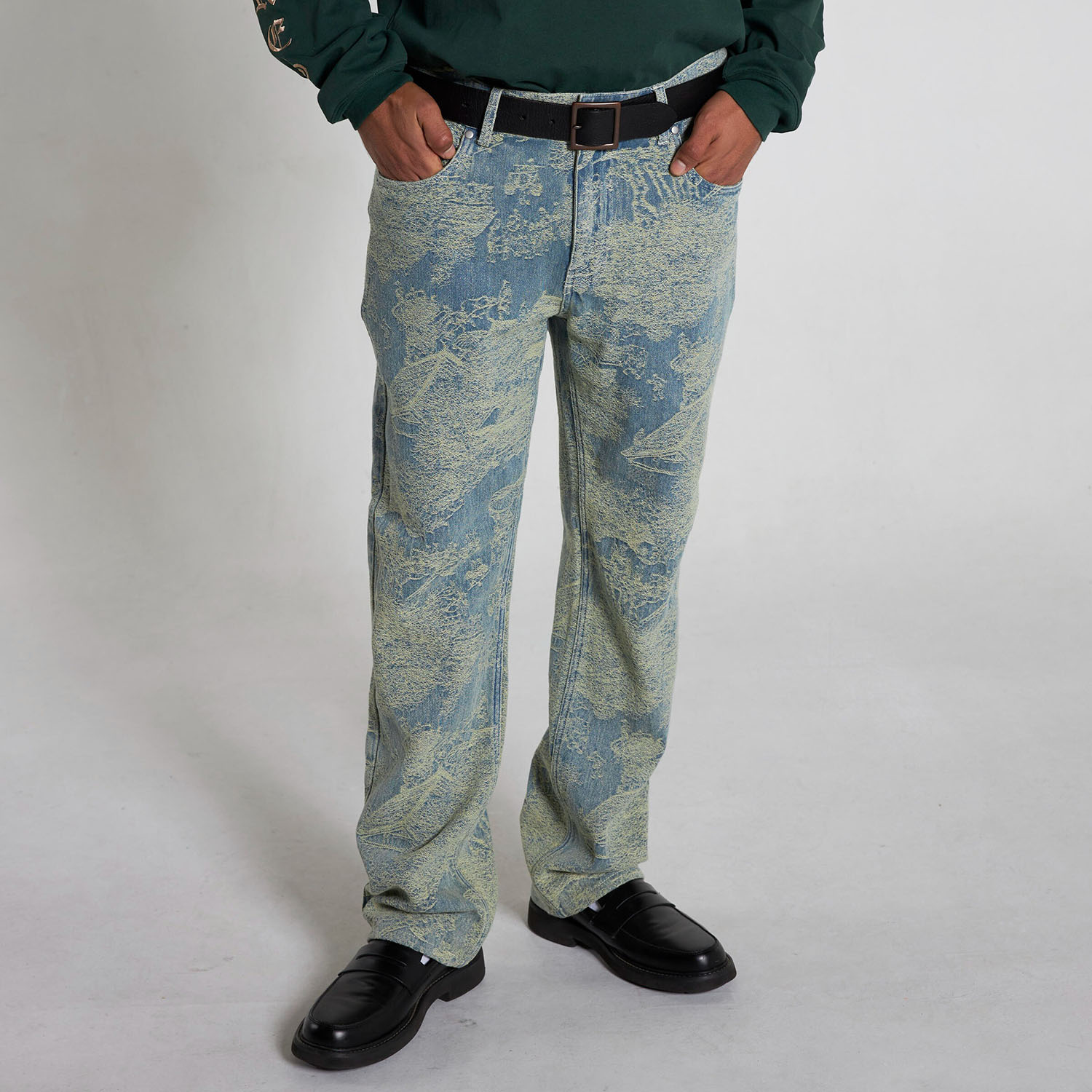 Pleasures Dizzy 5 Pocket Denim Yellow - Pánské - Kalhoty Pleasures - Žluté - P24SU031-YELLOW - Velikost: 36