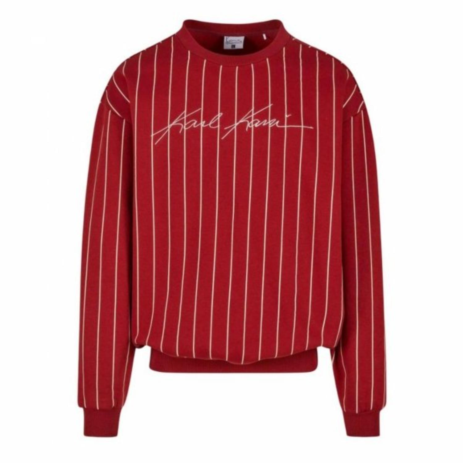 Karl Kani Autograph Pinstripe Sweat Os Crewneck - Pánské - Mikina Karl Kani - Červené - PD00007595 - Velikost: 2XL