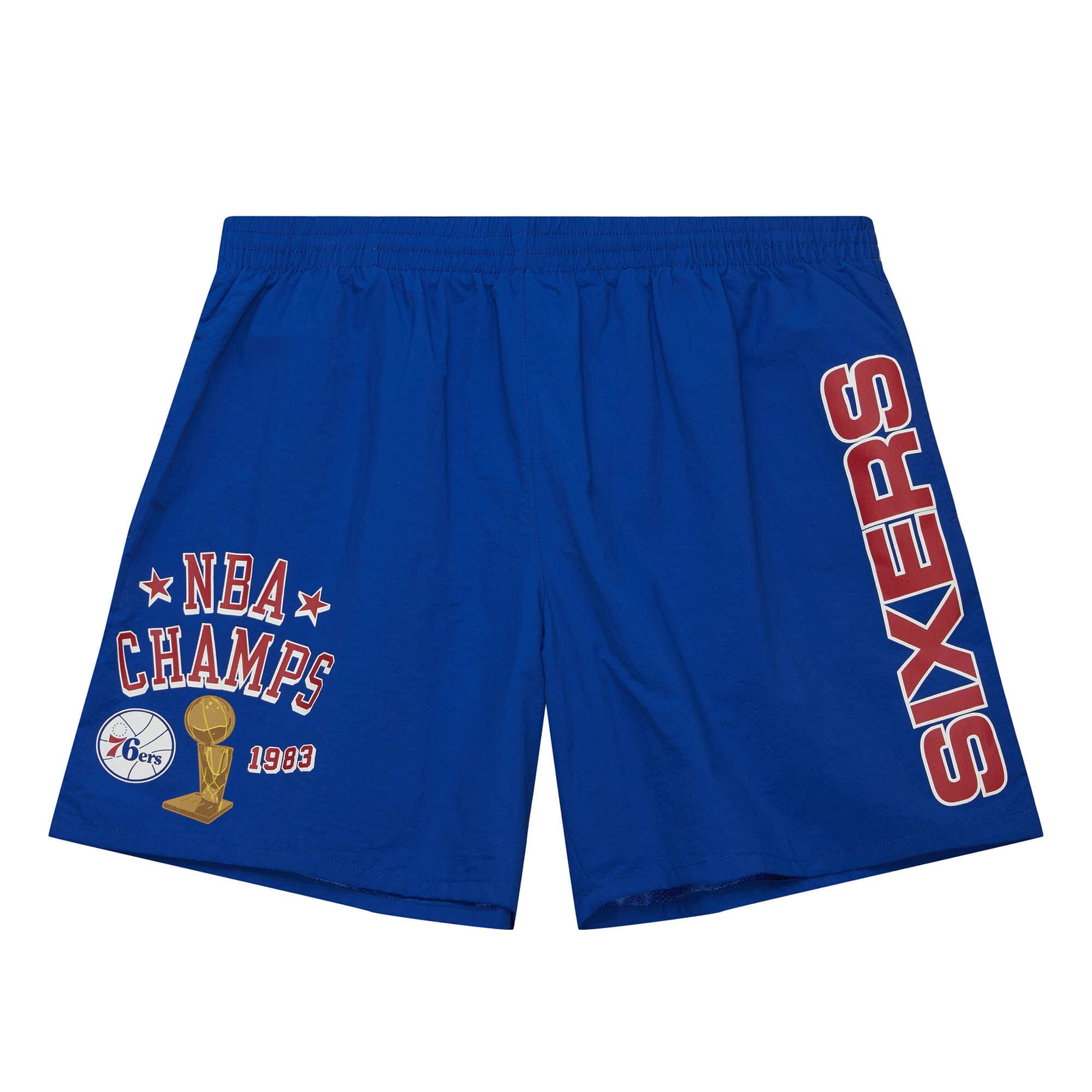 Mitchell & Ness NBA Philadelphia 76ers Team Heritage Woven Shorts - Pánské - Kraťasy Mitchell & Ness - Modré - PSHR5404-P76YYPPPROYA - Velikost: 2XL