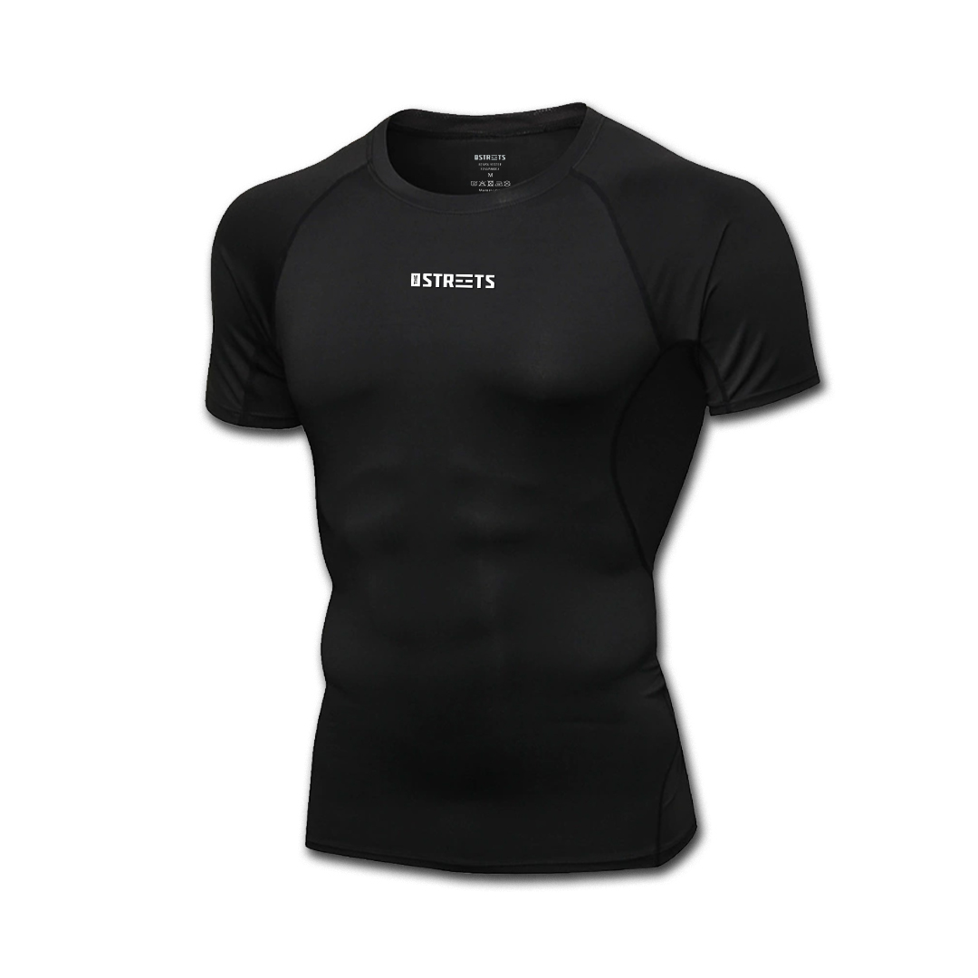 Levně The Streets Shortsleeve Compression Top Black - Pánské - Triko The Streets - Černé - CSHORTSLEEVEBLCK