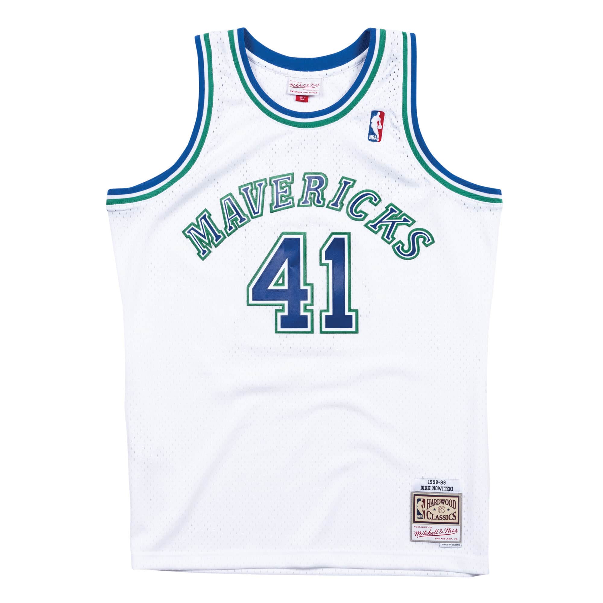 Levně Mitchell & Ness NBA Dallas Mavericks Drik Nowitzki Swingman Jersey - Pánské - Dres Mitchell & Ness - Bílé - SMJYCP19210-DMAWHIT98DNO
