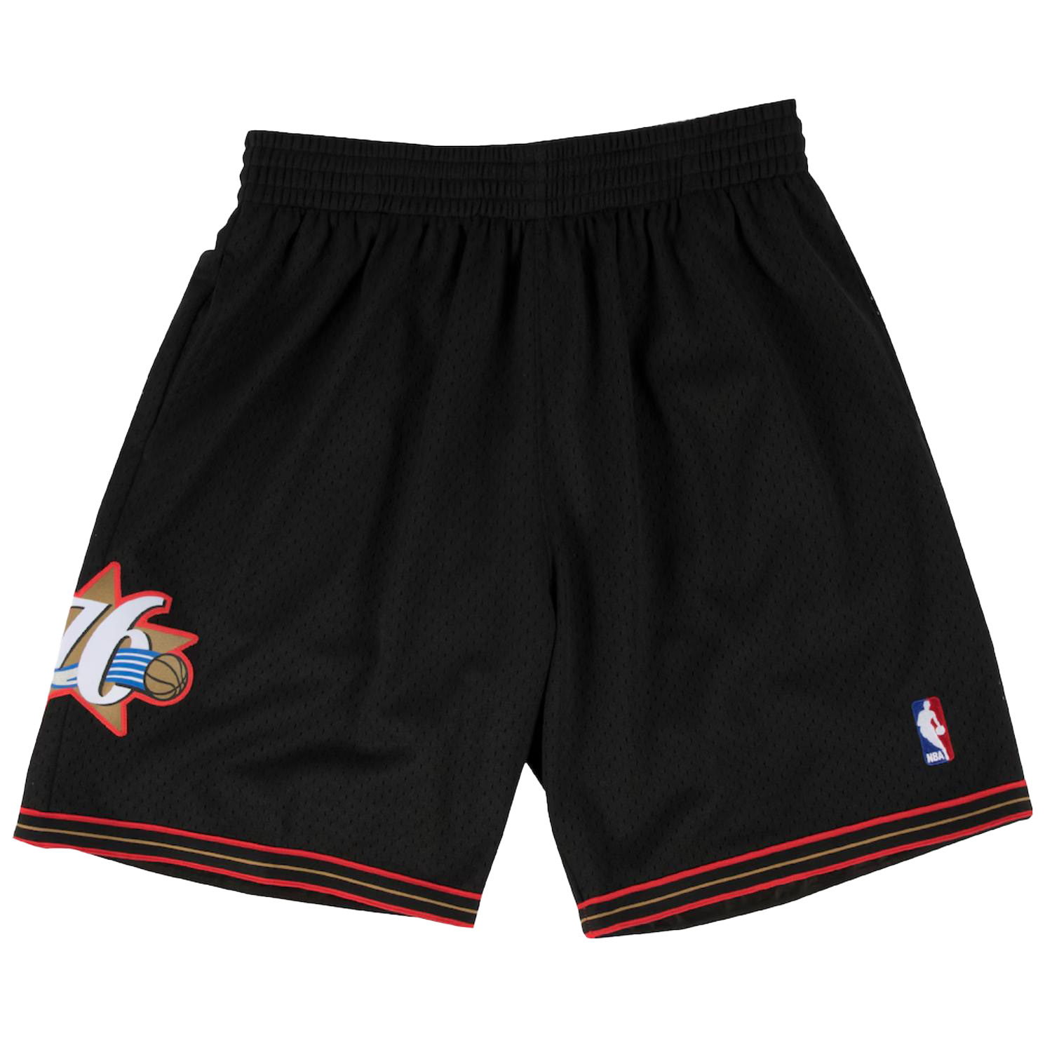 Levně Mitchell & Ness NBA 76ers 00-001 Swingman Road Shorts - Pánské - Kraťasy Mitchell & Ness - Černé - SMSHGS18248-P76BLCK00