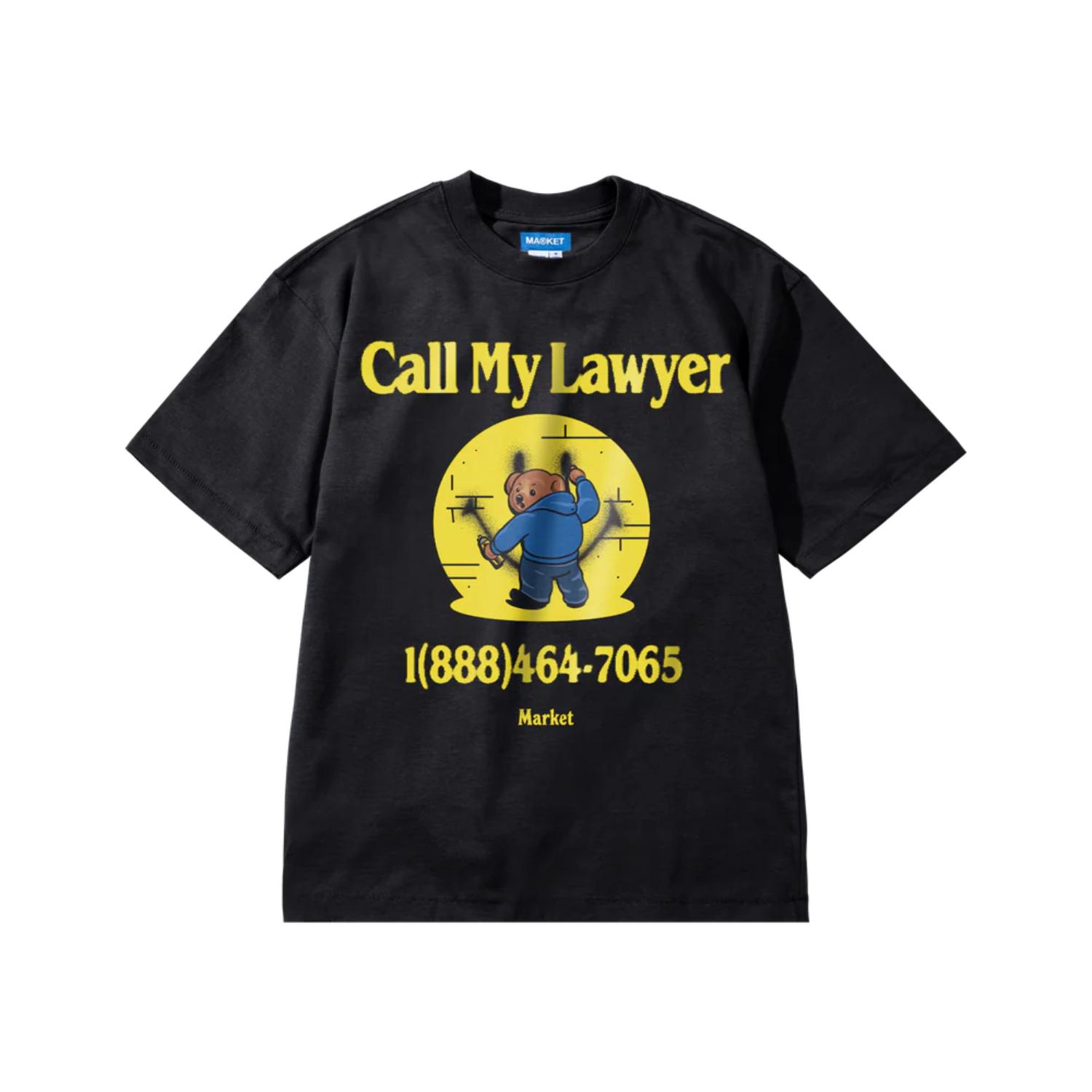 Levně Market Smiley Call My Lawyer Bear T-Shirt Jet Black - Pánské - Triko MARKET - Černé - SS0188-BLACK