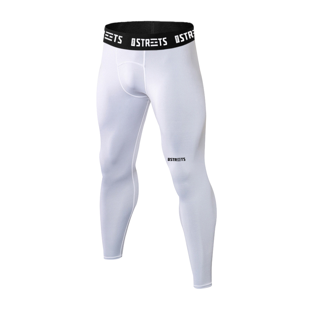Levně The Streets White Compression Tights - Pánské - Kompresní legíny The Streets - Bílé - CLEGGINGSWHT